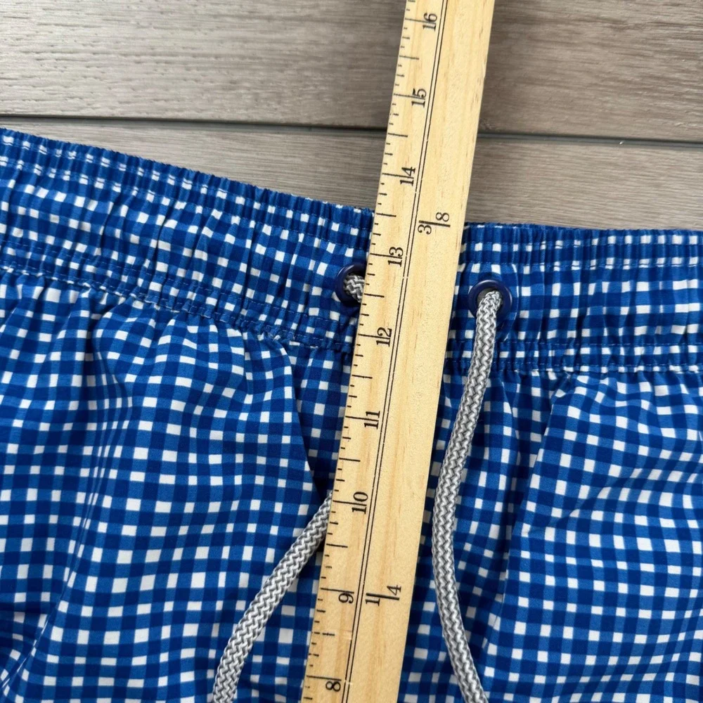 Tom & Teddy Mens Swim Trunks Gingham Check Blue White Size M